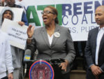 New York City Council member Letitia James voices her support for the ATI/Reentry Coalition.