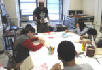 Brooklyn-based artist Voodo Fe conducts an experimental art workshop with CASES participants.